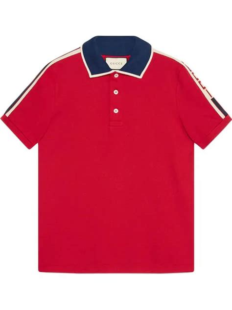gucci blue and red stripe polo